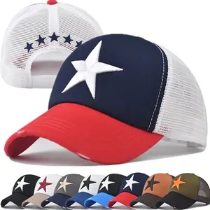 Hot Sale Unisex Adjustable Mesh Cap Casual Plain Embroidery Five-Star Cotton Baseball Cap Summer Trucker Hat for Women And Men
