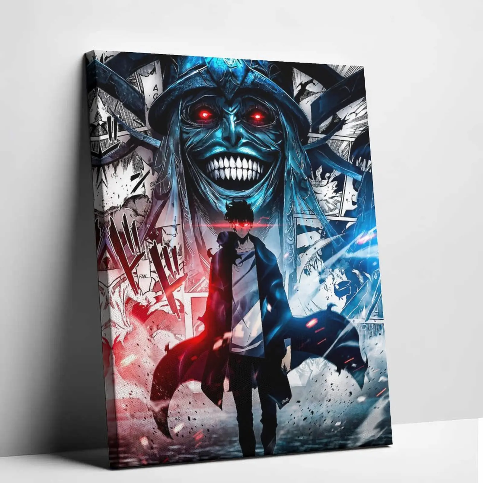 Anime Solo Leveling Canvas Print Poster Sung Jinwoo Shadow Monarch Wall Art Picture Aesthetic Room Decor Manhwa Merch Graphic Printings Home Office Apartment Artwork Decoration Display