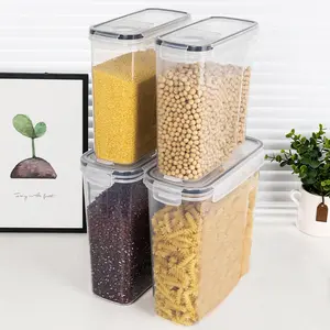 Set of 4, Food Storage Containers with Lids Airtight Plastic Cereal Keeper Dispenser for Kitchen Pantry, 138.8 fl oz
