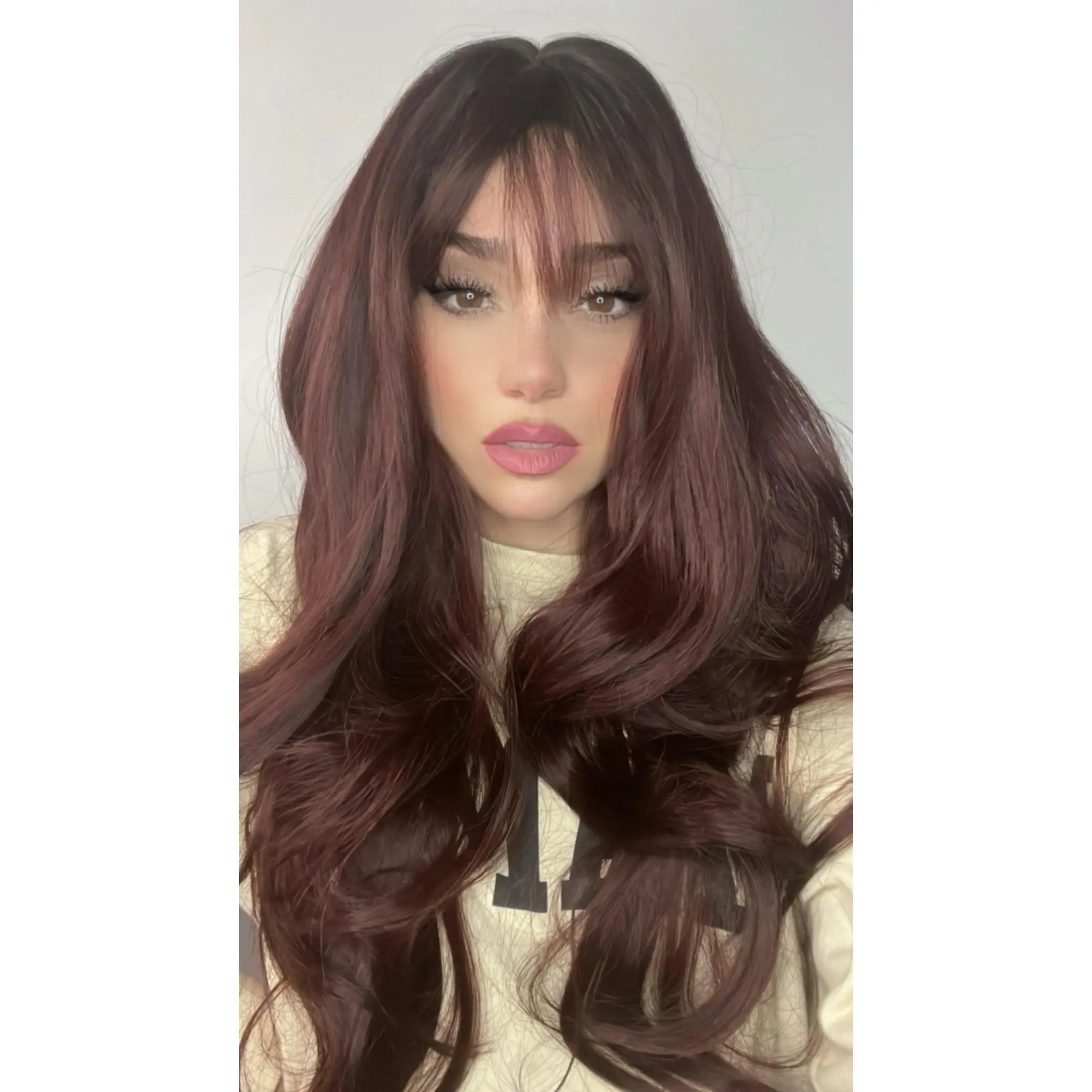 EllaRae | Bella Wig Style |  Burgundy Red with Dark Root Long Layered Wig