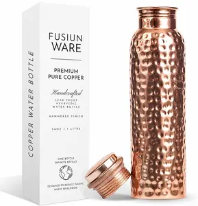 100% Copper Water Bottle for Drinking Water, 34 Oz Hammered Finish – Stay Hydrated and Enjoy Ayurvedic Benefits – Leak-Proof, Temperature Retention, Eco-Friendly Design – Durable Copper Bottle