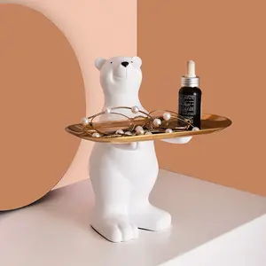 High-End Polar Bear Storage Ornament, Classic Bohemian Cartoon Animal Decorative Tray, Ideal for Bedroom & Office Decoration