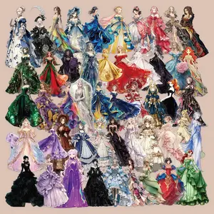 50 Sheets of Transparent PET Skirt Stickers in A Girly Style - Suitable for Waterproof Decorative DIY Stickers on Suitcases, Phone Cases, Laptops, Helmets, and Skateboards.