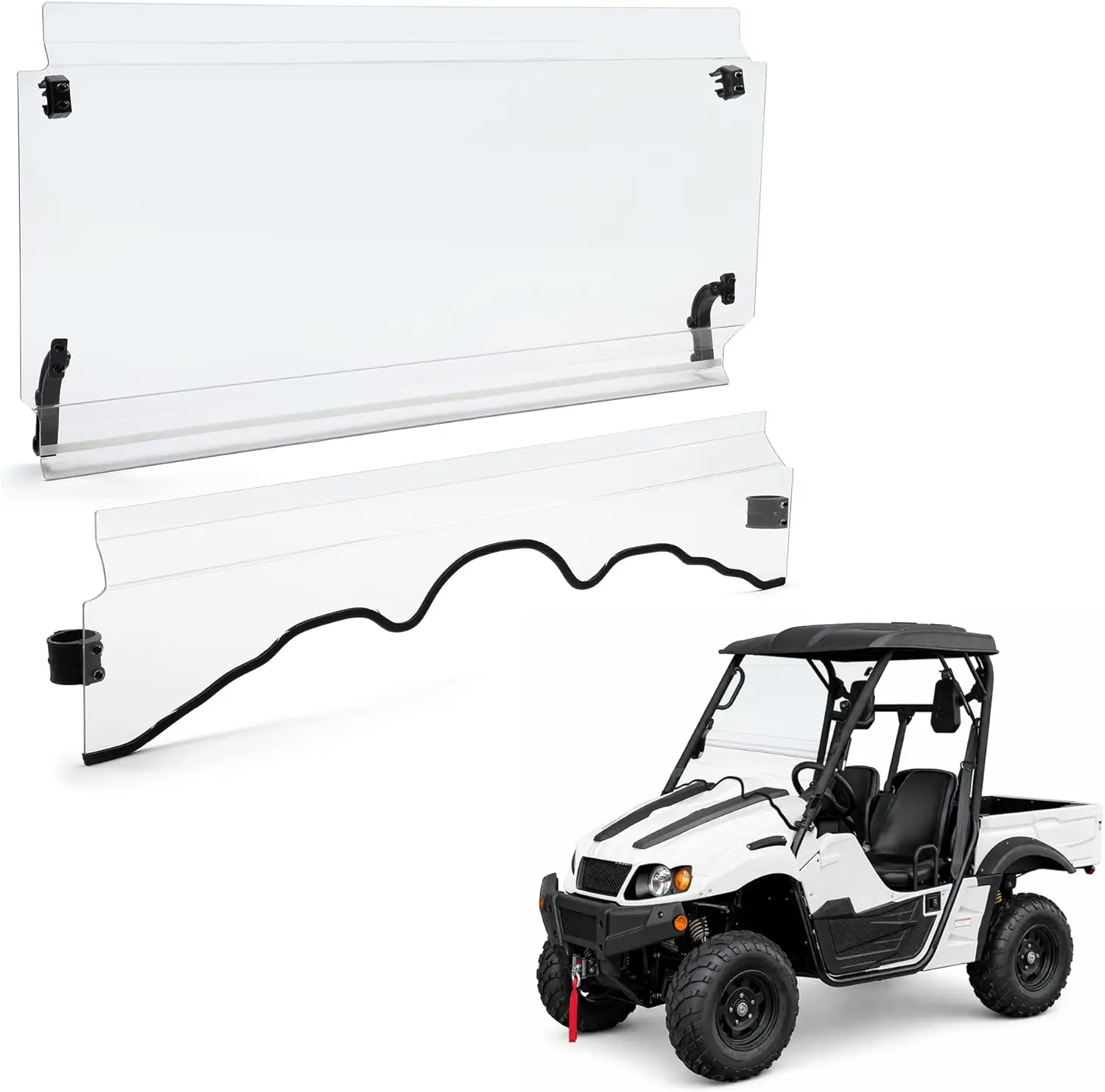 Flip Clear Windshield Compatible with 2015+ MASSIMO MSU Bighorn Coleman Outfitter HiSun Cub Cadet Challenger 500/700 UTV Front Windscreen