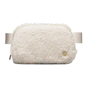Lululemon Everywhere 1L Logo Zip Waist Bag for Women – Wool Blend, White Opal with Gold Accents