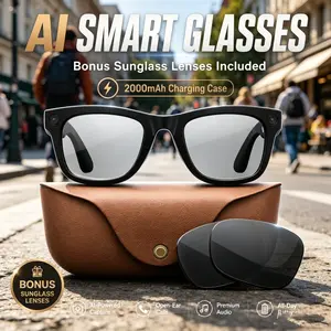 Ai Smart Glasses Mt5 Ultra, 8mp HD Camera, Ai Translation, Bluetooth-compatible Audio, Chatgpt, 2000mah Charger, Unisex Sunglasses for Travel Office