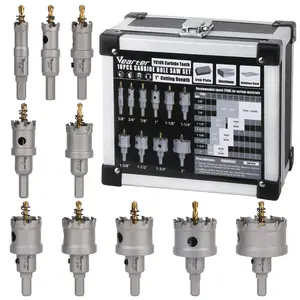 Vearter 10Pcs 5/8"- 2" Carbide Tipped Hole Saw Set Metal Drill Bit Kit For Stainless Steel Aluminum Alloy Iron Copper