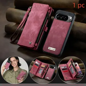 Wallet Case for Google Pixel 10/10 Pro Xl/pixel 9a/9 Pro Xl, Card Holder, Magnetic Stand, Zipper, Protective Cover, Accessory