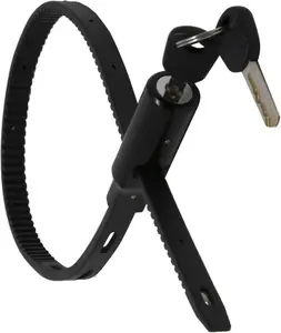 Urban August Adjustable Zip Tie Lock for Cabinet Refrigerator Bike Stroller Helmet Skateboard Luggage MultiPurpose Keyed French Door Lock  Stainless Steel Fridge Lock with Key  Black,  Pack