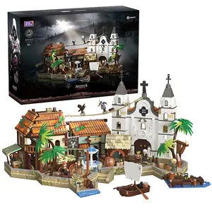 Wise Block Assassin's Creed Black Flag Havana Harbour Scene Building Set - Pirate Themed Build with 6 Minifigures for Fans, Building Block Gift for Adults Ages 18+, HA395106
