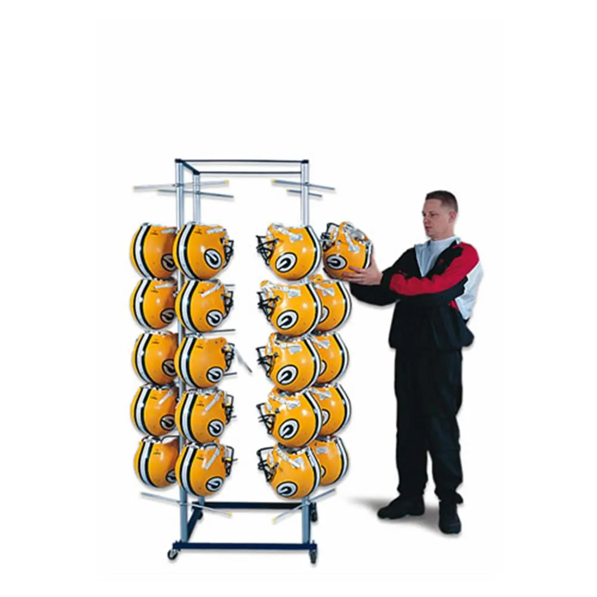 212 MAIN Portable Helmet Organizer, Rotatable All-Welded Steel Stand on Swivel Casters, Holds up to 56 Helmets, Football & Sports Equipment Storage, Ball Sports
