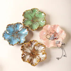 ASINGYER Creative Ceramic Tray Shell Jewelry Dish Key Storage Organizer Ornament Decoration Ins Style Decorative Display Stand for Girls Women Flower Shadow Boxes