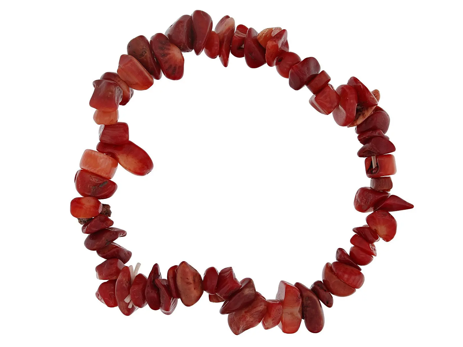 Red Coral Chip Bracelet - Adjustable Design with Colorful Coral Beads