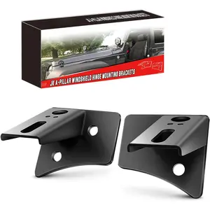 90026B 2PCS Jeep JK A-Pillar Windshield Hinge Mounting Brackets for Offroad LED Fog Light Halogen Work Light for 2007-2017 Jeep Wrangler JK,2 years Warranty,Black