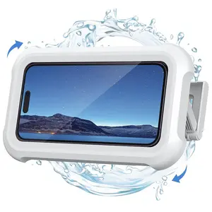 Waterproof Wall Mount Mobile Phone Holder, 360° Rotatable Foldable Adjustable Stand for Smartphones, with Protective Shell Accessories