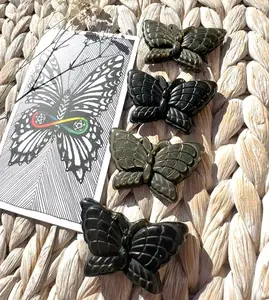 Black Sheen Obsidian Butterfly Crystal Carving