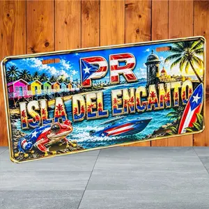 PR Isla del Encanto Car Number Plate, 6×12 in Decorative Sign for Car Exterior Accessories, Decor, Signs