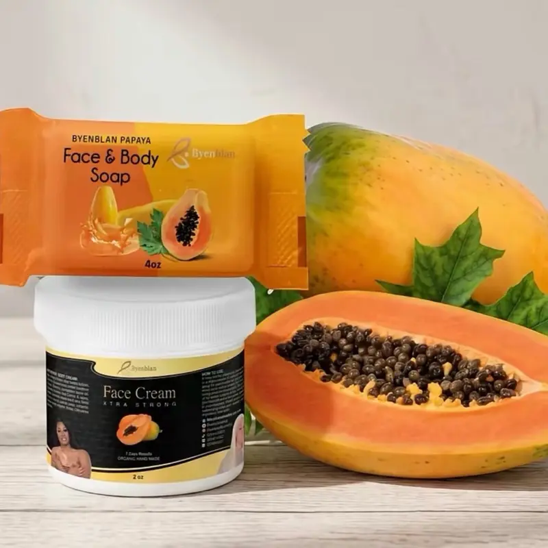 Byenblan Papaya Mini Set - 1x 2oz Face Cream, 1x 7oz Body Soap