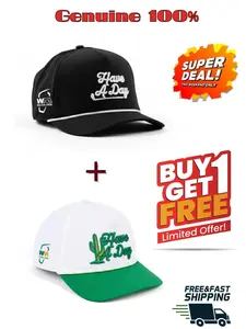 Limited 2-Pack Breezy Golf Rope Hat Set - White/Green & Black Edition - “Have A Day” Premium Snapback Combo