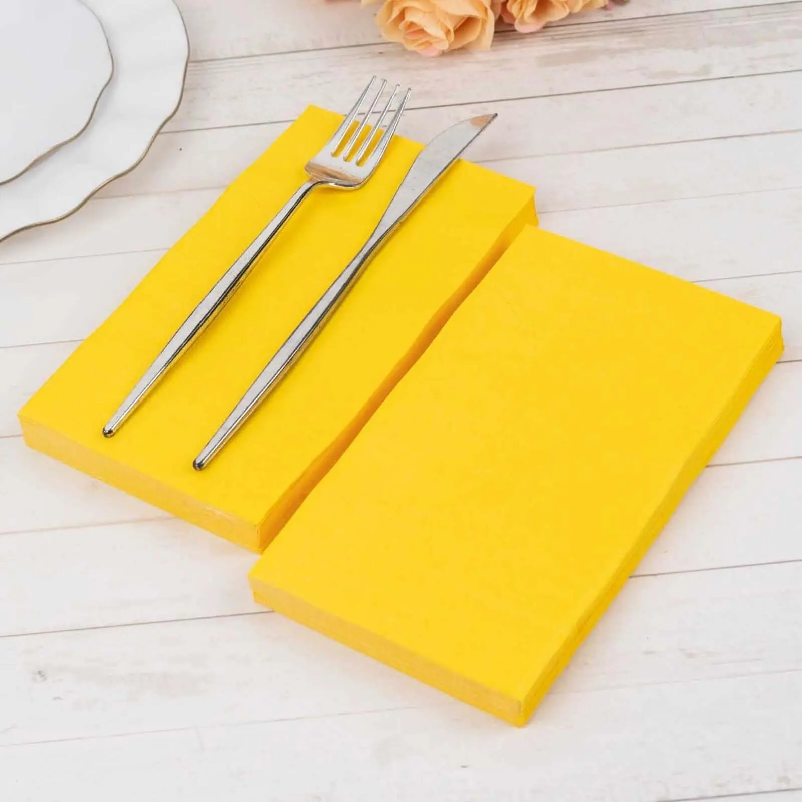 50-Pack 2-Ply Soft Yellow Paper Napkins - Soft Napkins, Tableware for Dinners, Birthday Bashes, Engagement Parties, Disposable Multi Use