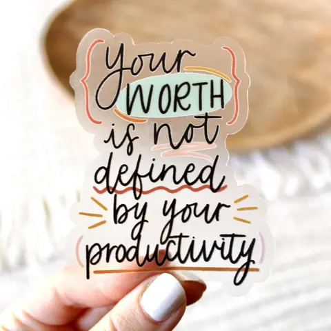 Elyse Breanne Design Waterproof Removable and Replaceable Decorative Vinyl Sticker - "Clear Your Worth" Print, 3.5x2.75in Indoor/Outdoor Home & Car Decor, Dishwasher Safe