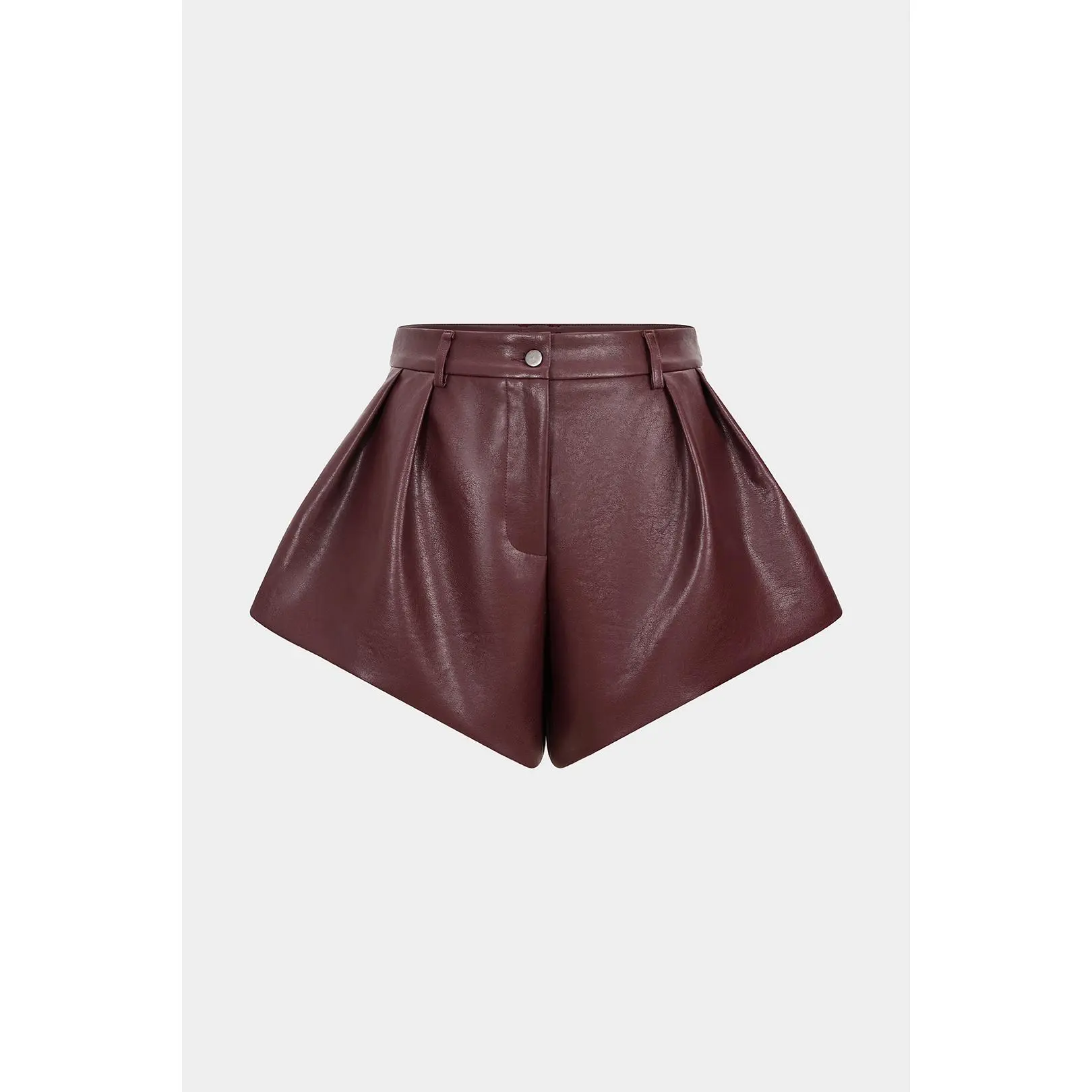Faux Leather Pleated Shorts