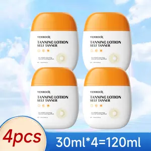 【4pcs】 Natural DHA Self Tanner Tanning Lotion | No Added Colorants | Travel-Friendly 30ml*4 | Sunless Moisturizing Tan for Fair to Medium Skin