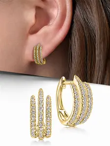 Women's Elegant Rhinestone Decorated Hoop Earrings, 2024 New Style Exquisite Trendy Hoop Earrings, Fashionable Jewelry for Women for Daily & Party Decoration, High Quality Earrings