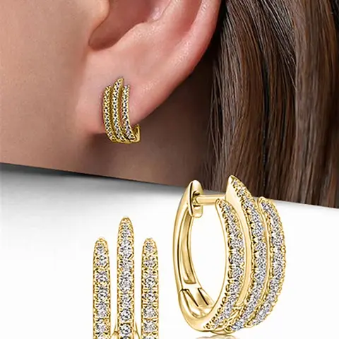 Women's Elegant Rhinestone Decorated Hoop Earrings, 2024 New Style Exquisite Trendy Hoop Earrings, Fashionable Jewelry for Women for Daily & Party Decoration, Stylish Jewelry, High Quality Earrings, Earring Hoops, Fashion Accessories