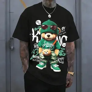 Vintage Hip-Hop Teddy Bear Graphic Tee | Retro Harajuku Aesthetic T-Shirt | Heavyweight 100% Cotton Y2K Style Top | Trendy Streetwear Relaxed Fit Apparel | Soft Unique Urban Gift | Chic Cyberpunk Outfit | Daily Loose Fit Aesthetic