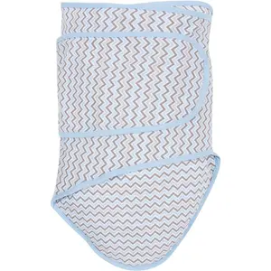 212 MAIN Zigzag Chevrons with Blue Trim Baby Swaddle Blanket - Triple Patented Sports & Outdoor Fitness Accessory, New Sleep Aid, Arm Flaps, Long Length