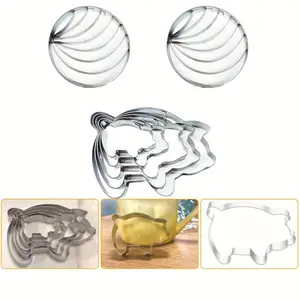 2 Pieces Concha Cutter, Stainless Steel Mexican Bread Mold with 5pcs Pig Cookie Cutter, Mexican Kitchen Mold for Bread Cookie Cake Biscuit Moldes Para Marcador De Conchas