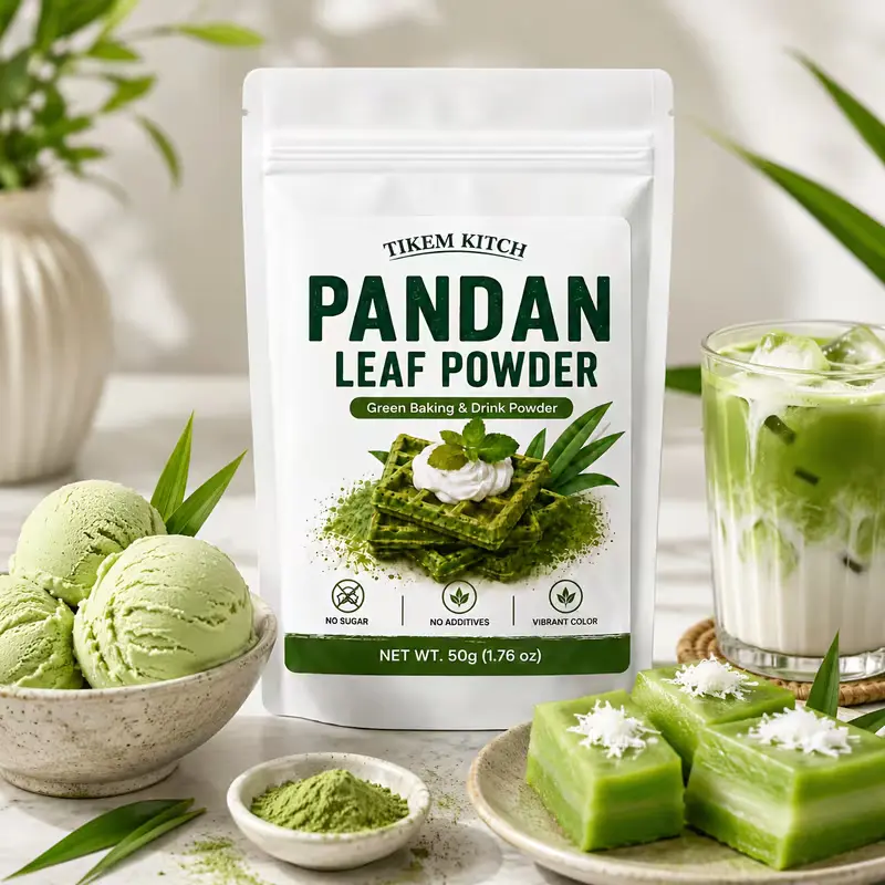 1.76 Oz Pandan Leaf Powder for Baking & Beverages, Natural Green Flavoring for Cakes, Waffles, Lattes, Smoothies and Southeast Asian Desserts