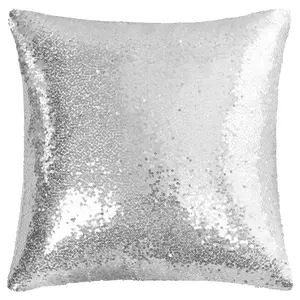 Unique Bargains 1 Pc Sequin Throw Pillow Cover, Shiny Sparkling Comfy Satin Cushion Cover, Decorative Pillowcase for Party, 16 x 16 Inch, Silver Tone