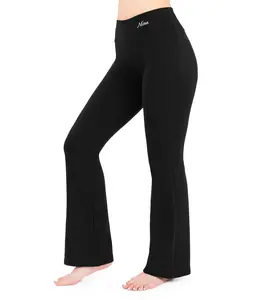 CottoNIR High Waist Bootcut Yoga Pants for Women - Soft Cotton Blend Flare Leggings
