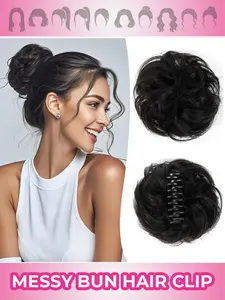 Women's Claw Clip Hair Claw, Real Human Hair Hair Bun, Fashionable Floral Bud Bun, Messy Fluffy Claw Clip Large Hair Hoop, 1PC