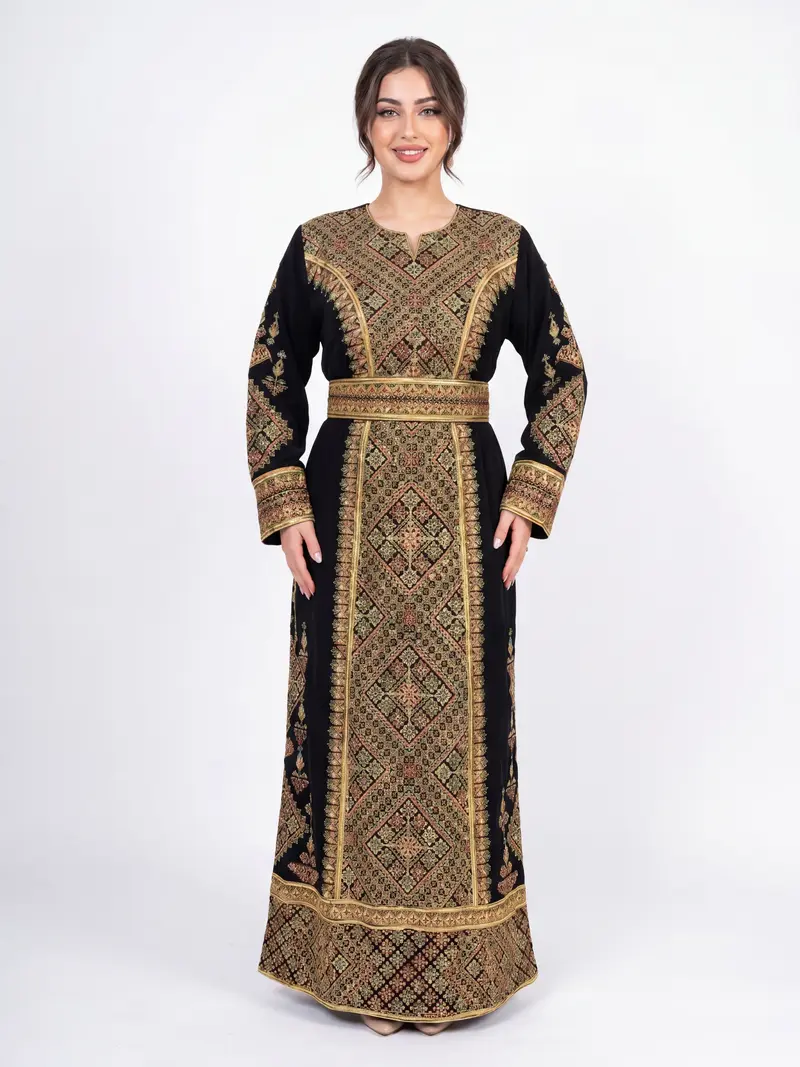 slim fit dress slacks Eid Dress Sequin And Embroidery Women Caftan Kaftan Dress Jalabiya –  Urgarment main image 0