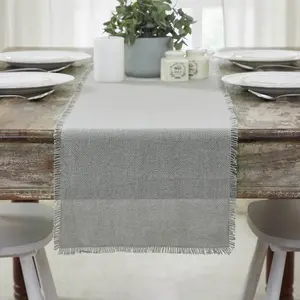 Baxter Burlap Dove Grey Fringed Table Runners
