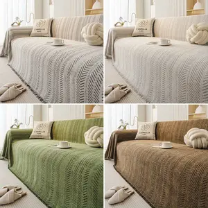 1 Pc Simple Herringbone Pattern Chenille Material Sofa Towel, Durable and Wear-resistant, Pet Friendly, Four Seasons Universal, Suitable for Bedroom Living Room Office Decoration, Washable Sofa Slipcover