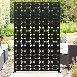 72" H x 47" W Metal Outdoor Privacy Screen, Outdoor Freestanding Screen Panels for Patio Lawn Deck Balcony, 3 Panels Decorative Privacy Fence
