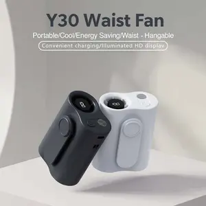 [Free Deliver] Coucur 2026 Portable Turbo Waist Fan with LED Display 100 Adjustable Wind Speeds USB Rechargeable Personal Cooling Fan for Neck Collar Waist Outdoor Hiking Travel
