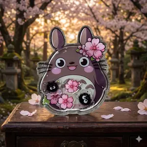 Cute Forest Spirit Shaker Phone Grip | Sakura Cherry Blossom Floating Liquid Griptok | Kawaii Magical Creature Acrylic Phone Stand Holder for Girls
