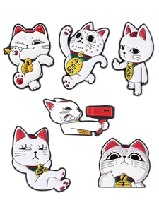 6pcs/set Anime Turbo Granny Cat Spying Enamel Pins Decor Pins Durable Metal Pins Cartoon Characters Cat Running Middle Finger Cute Animal Alloy Brooches Lapel Backpack Badge Fashion Jewelry Accessories Gifts for Friends