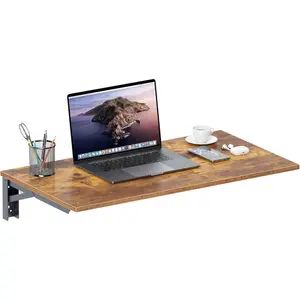 Wall Mounted Folding Table - Heavy Duty Small Fold Down Dining Table Length 30" Width 20" Perfect Addition to Home Office/Laundry/Home Bar/Kitchen & Dining Room Rustic Brown AC15-7650FG-ND