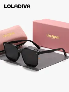 1 Pair LolaDiva Unisex Full Frame Square Frame Trendy Casual Square Frames Sunglasses Simple design UV400