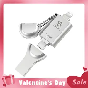 JSL JDTDC Apple MFi Certified Flash Drive, One-Click Backup for Photos Videos and Files, 3-in-1 usb flash drive, Compatible with Phones Tablets and Computers Valentine's Day