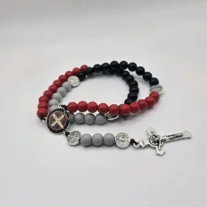 St. Benedict Stretchy Rosary Wrap Bracelet
