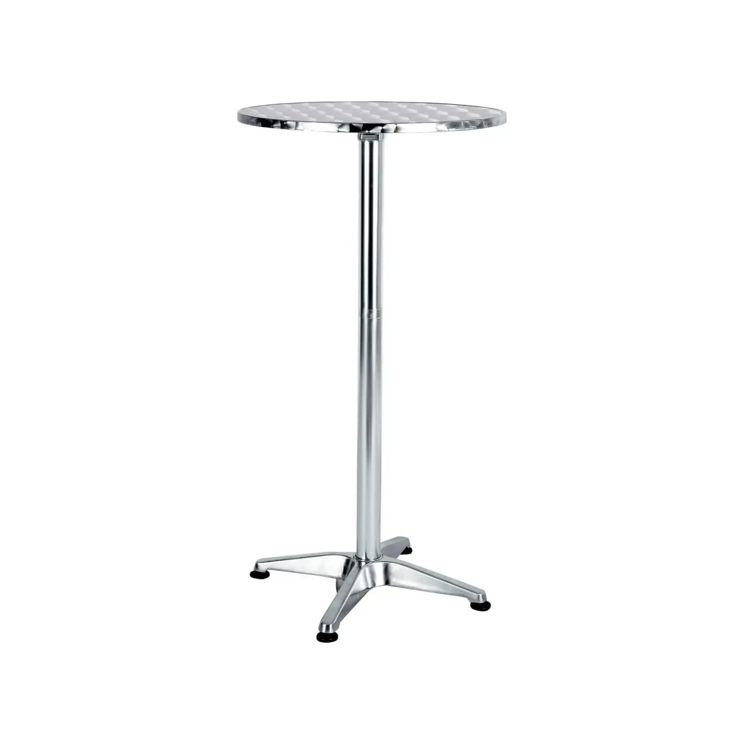 BTExpert 23.75-in Ripple Round Aluminum 45-in Bar Height Table - 44-in Tall, 25.75-in Base, Stainless Steel Silver, 150 lb Capacity, MDF Board, All-Weather, Easy Assembly Required, Porch Commercial Indoor-Outdoor Poolside Furniture, 25.75 Inch Wide Base,