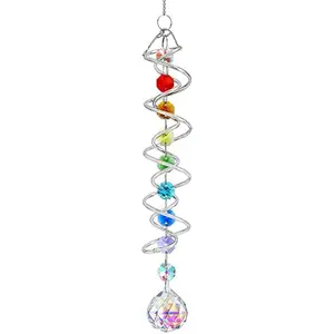 Sun Catchers for Windows,Crystal Sun Catcher with Seven Chakra Beads,Decorative Wind Spinner Tail Suncatcher for Indoor Christmas Decoration 20.5in
