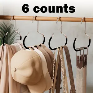 6 Counts Hat Organizer,Stainless Steel Rotating Cap Rack: Organizer for Hats & Scarves,Stainless Steel Hat Display Stand with Anti-Slip Arms